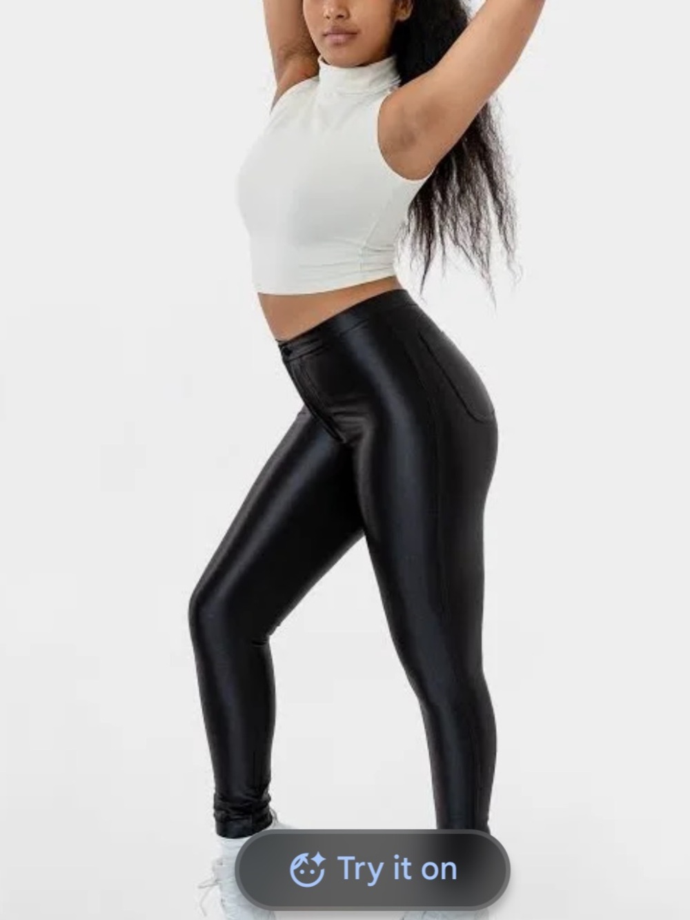 American Apparel Black High-Waisted Shiny Leggings